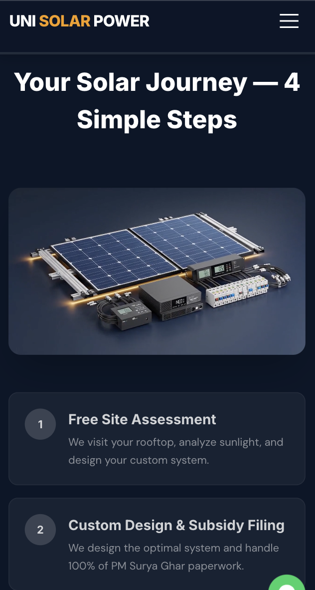Unisolar Power — new site detail showing modern elements