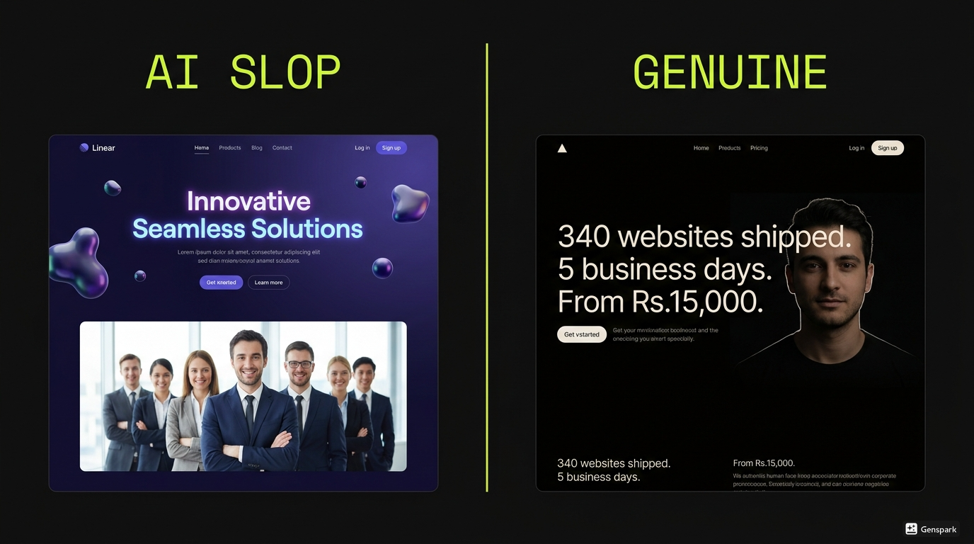 Genuine website vs AI slop — how to tell the difference