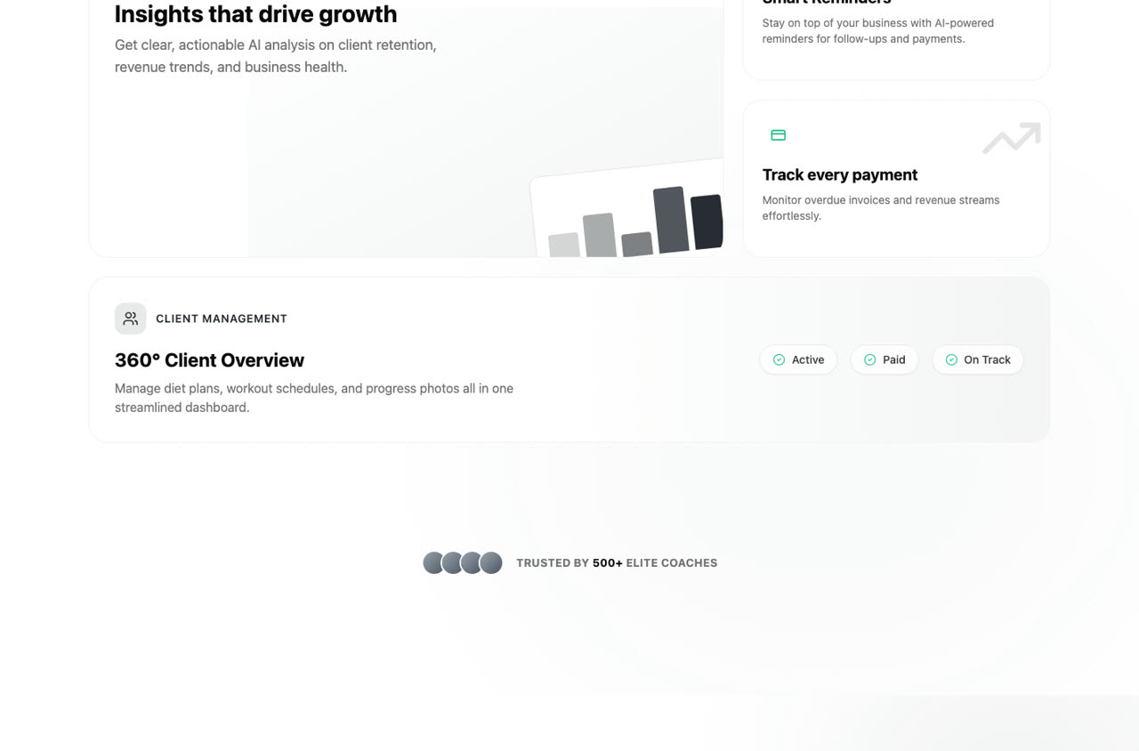 CoachBae — live product feature sections