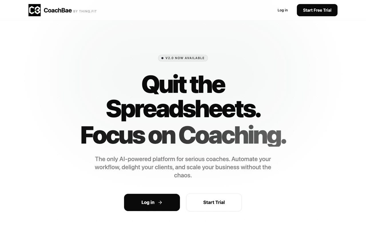 CoachBae — live landing page hero