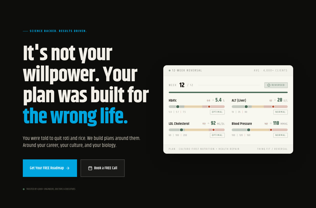 THINQ.FIT — live homepage hero